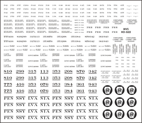 HO PRR G22 Gondola Decals