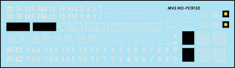 HO Penn Central & Conrail F33 Flatcar Decals