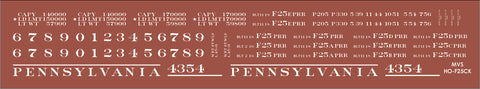 HO PRR F25 Flatcar Decals Circle Keystone Scheme (1930-1954)
