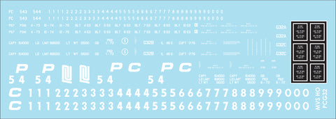 HO PRR G32, G32A, G32B, G32C Gondola Decals Penn Central (1968+)