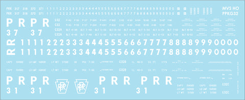 HO PRR G32, G32A, G32B, G32C Gondola Decals Plain Keystone Sheme (1961+)