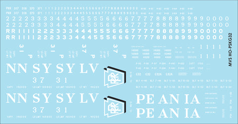 HO PRR G32 & G32A Gondola Decals Shadow Keystone Sheme (1954-1961)