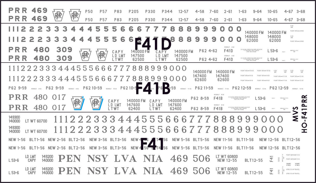 HO PRR F41 Flatcar Decals