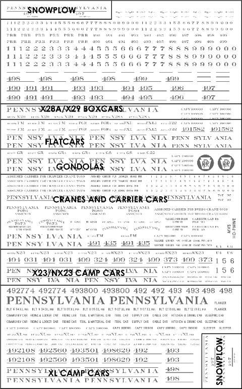 HO PRR MOW Black Lettering Decals Early Schemes (1930-1960)