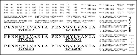 HO PRR F34 Flatcar Decals