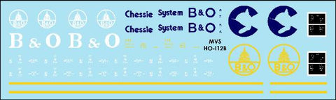 HO B&O I-12 Caboose Blue Scheme (1965-1983+) Decals