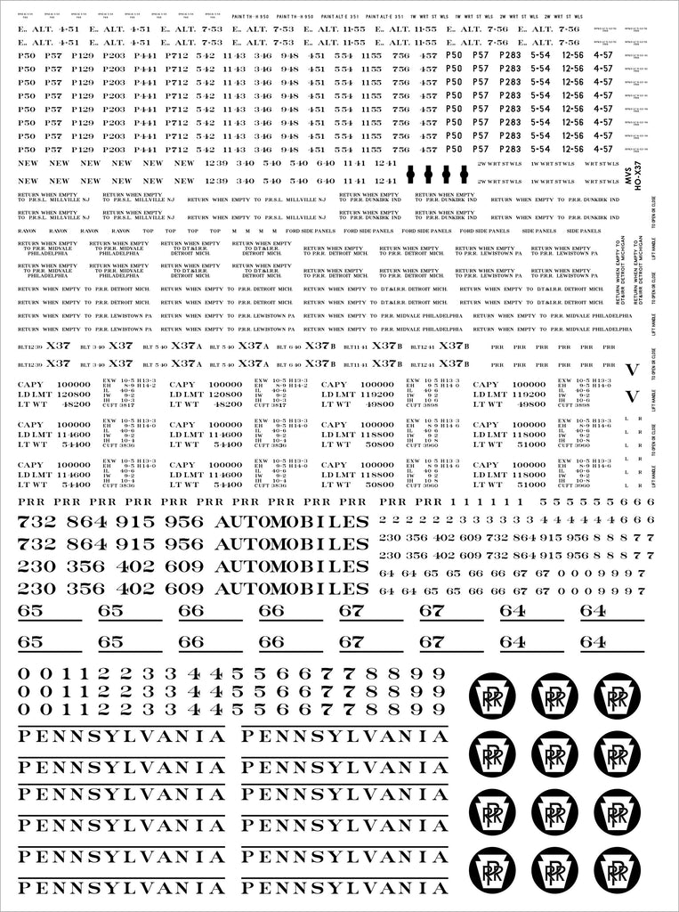 Prr X37 HO PRR X37, X37a & X37b Boxcar Decals – Mount Vernon Shops