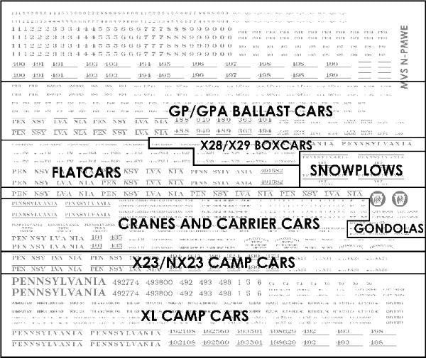 N PRR MOW Black Lettering Decals Early Schemes (1930-1960)